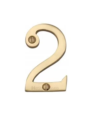 Heritage Brass Numeral 2 Face Fix 51mm (2") Polished Brass finish