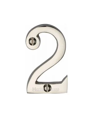 Heritage Brass Numeral 2 Face Fix 51mm (2") Polished Nickel finish