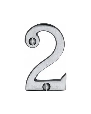 Heritage Brass Numeral 2 Face Fix 51mm (2") Satin Chrome finish