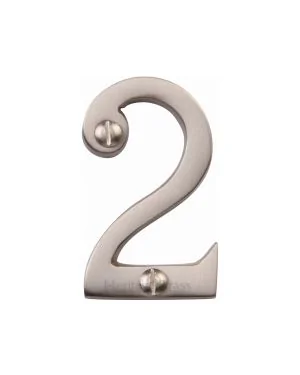 Heritage Brass Numeral 2 Face Fix 51mm (2") Satin Nickel finish
