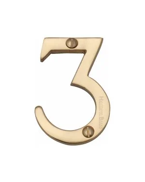Heritage Brass Numeral 3 Face Fix 51mm (2") Polished Brass finish