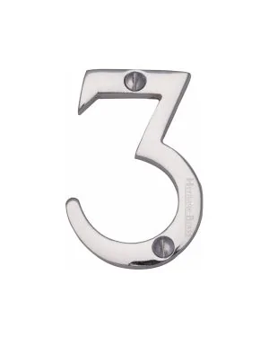 Heritage Brass Numeral 3 Face Fix 51mm (2") Polished Chrome finish