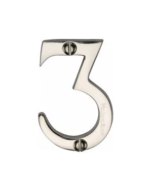 Heritage Brass Numeral 3 Face Fix 51mm (2") Polished Nickel finish