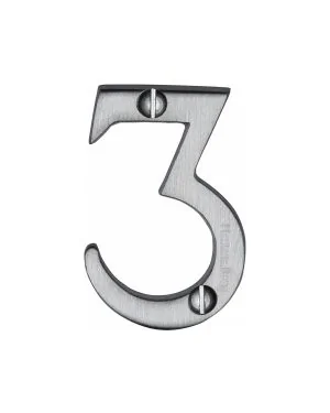 Heritage Brass Numeral 3 Face Fix 51mm (2") Satin Chrome finish