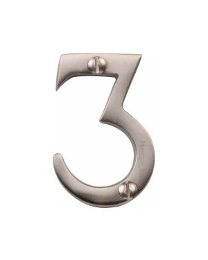 Heritage Brass Numeral 3 Face Fix 51mm (2") Satin Nickel finish