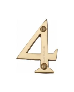 Heritage Brass Numeral 4 Face Fix 51mm (2") Polished Brass finish