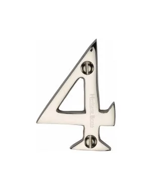 Heritage Brass Numeral 4 Face Fix 51mm (2") Polished Nickel finish