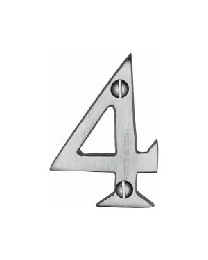 Heritage Brass Numeral 4 Face Fix 51mm (2") Satin Chrome finish