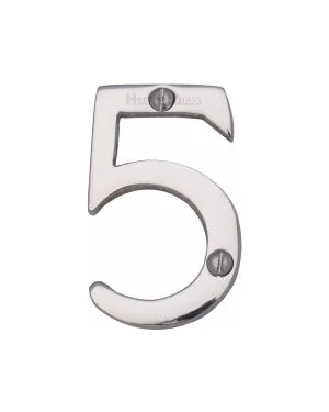 Heritage Brass Numeral 5 Face Fix 51mm (2") Polished Chrome finish