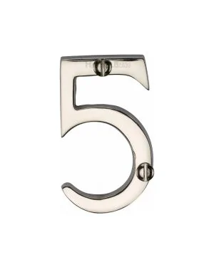 Heritage Brass Numeral 5 Face Fix 51mm (2") Polished Nickel finish