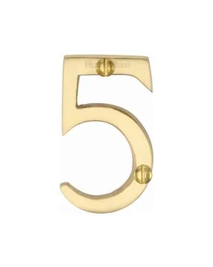 Heritage Brass Numeral 5 Face Fix 51mm (2") Satin Brass finish