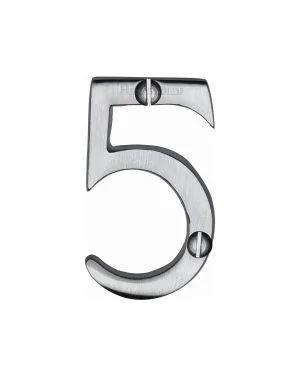 Heritage Brass Numeral 5 Face Fix 51mm (2") Satin Chrome finish