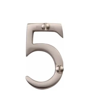 Heritage Brass Numeral 5 Face Fix 51mm (2") Satin Nickel finish