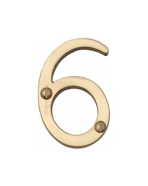 Heritage Brass Numeral 6 Face Fix 51mm (2") Polished Brass finish