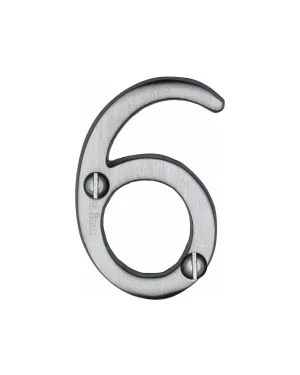 Heritage Brass Numeral 6 Face Fix 51mm (2") Satin Chrome finish