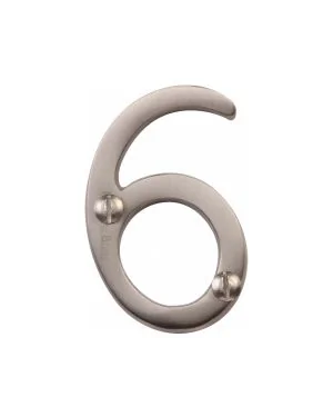 Heritage Brass Numeral 6 Face Fix 51mm (2") Satin Nickel finish