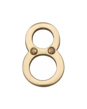 Heritage Brass Numeral 8 Face Fix 51mm (2") Polished Brass finish