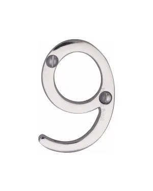 Heritage Brass Numeral 9 Face Fix 51mm (2") Polished Chrome finish