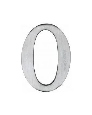 Heritage Brass Numeral 0 Self Adhesive 51mm (2") Satin Chrome finish