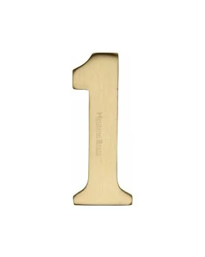 Heritage Brass Numeral 1 Self Adhesive 51mm (2") Satin Brass finish