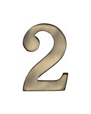 Heritage Brass Numeral 2 Self Adhesive 51mm (2") Antique finish