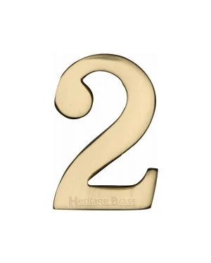Heritage Brass Numeral 2 Self Adhesive 51mm (2") Polished Brass finish