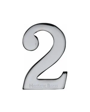 Heritage Brass Numeral 2 Self Adhesive 51mm (2") Polished Chrome finish