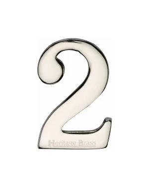 Heritage Brass Numeral 2 Self Adhesive 51mm (2") Polished Nickel finish