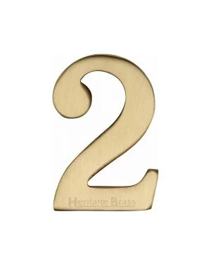 Heritage Brass Numeral 2 Self Adhesive 51mm (2") Satin Brass finish