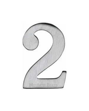 Heritage Brass Numeral 2 Self Adhesive 51mm (2") Satin Chrome finish