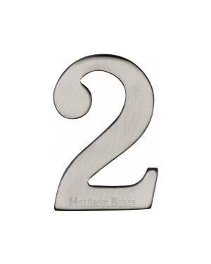 Heritage Brass Numeral 2 Self Adhesive 51mm (2") Satin Nickel finish