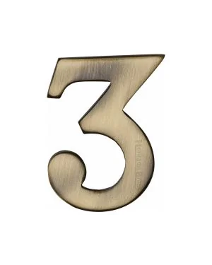 Heritage Brass Numeral 3 Self Adhesive 51mm (2") Antique finish