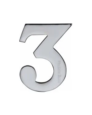 Heritage Brass Numeral 3 Self Adhesive 51mm (2") Polished Chrome finish