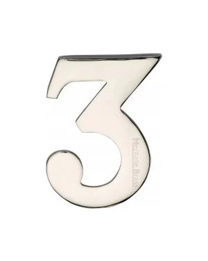 Heritage Brass Numeral 3 Self Adhesive 51mm (2") Polished Nickel finish