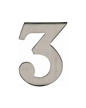 Heritage Brass Numeral 3 Self Adhesive 51mm (2") Satin Nickel finish