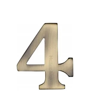 Heritage Brass Numeral 4 Self Adhesive 51mm (2") Antique finish