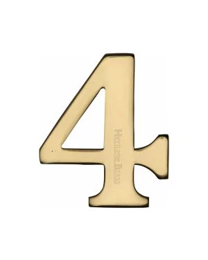 Heritage Brass Numeral 4 Self Adhesive 51mm (2") Polished Brass finish