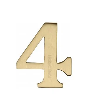 Heritage Brass Numeral 4 Self Adhesive 51mm (2") Satin Brass finish