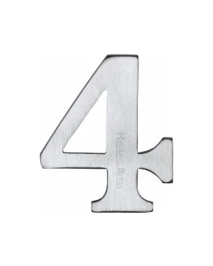 Heritage Brass Numeral 4 Self Adhesive 51mm (2") Satin Chrome finish