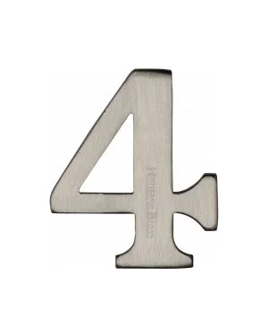Heritage Brass Numeral 4 Self Adhesive 51mm (2") Satin Nickel finish