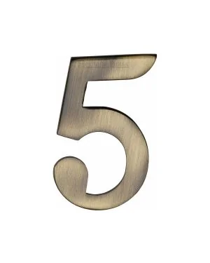 Heritage Brass Numeral 5 Self Adhesive 51mm (2") Antique finish