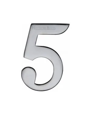 Heritage Brass Numeral 5 Self Adhesive 51mm (2") Polished Chrome finish