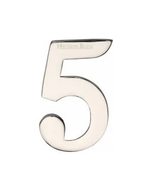 Heritage Brass Numeral 5 Self Adhesive 51mm (2") Polished Nickel finish