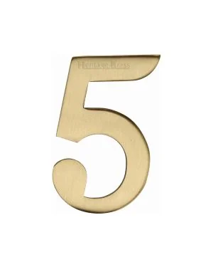 Heritage Brass Numeral 5 Self Adhesive 51mm (2") Satin Brass finish