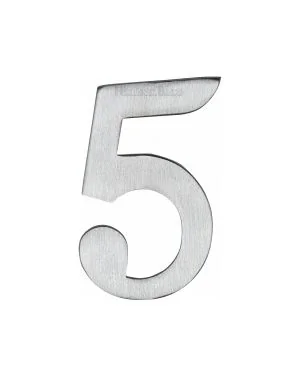 Heritage Brass Numeral 5 Self Adhesive 51mm (2") Satin Chrome finish