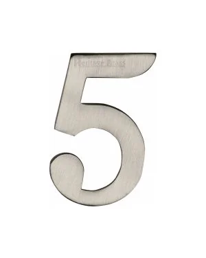 Heritage Brass Numeral 5 Self Adhesive 51mm (2") Satin Nickel finish