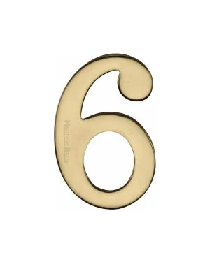 Heritage Brass Numeral 6 Self Adhesive 51mm (2") Polished Brass finish