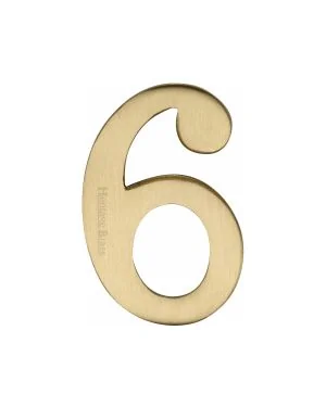 Heritage Brass Numeral 6 Self Adhesive 51mm (2") Satin Brass finish