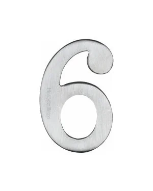 Heritage Brass Numeral 6 Self Adhesive 51mm (2") Satin Chrome finish