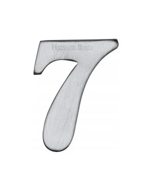 Heritage Brass Numeral 7 Self Adhesive 51mm (2") Satin Chrome finish